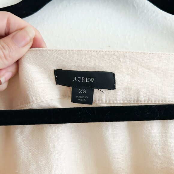 J. CREW Squareneck Button-Front 100% Linen Top Baloon Sleeve in Palest Peach - Picture 7 of 8